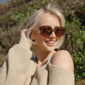STEVIE MOCHA l Clear Brown Sunglasses l Wooden Arms - Soek Fashion Eyewear Australia