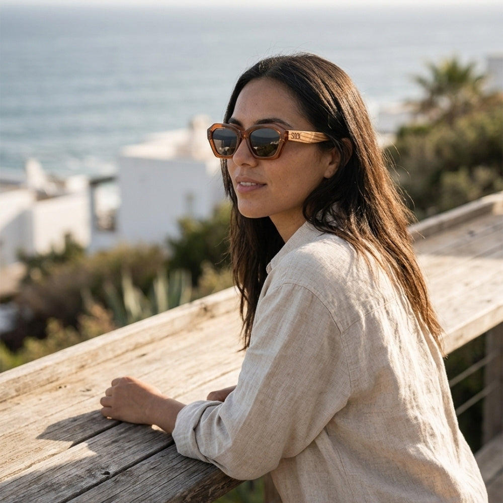 STRAY Coffee Bean l Sunglasses l Brown Lens l Walnut Wood Arms - Soek Fashion Eyewear Australia