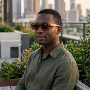 STRAY Coffee Bean l Sunglasses l Brown Lens l Walnut Wood Arms - Soek Fashion Eyewear Australia