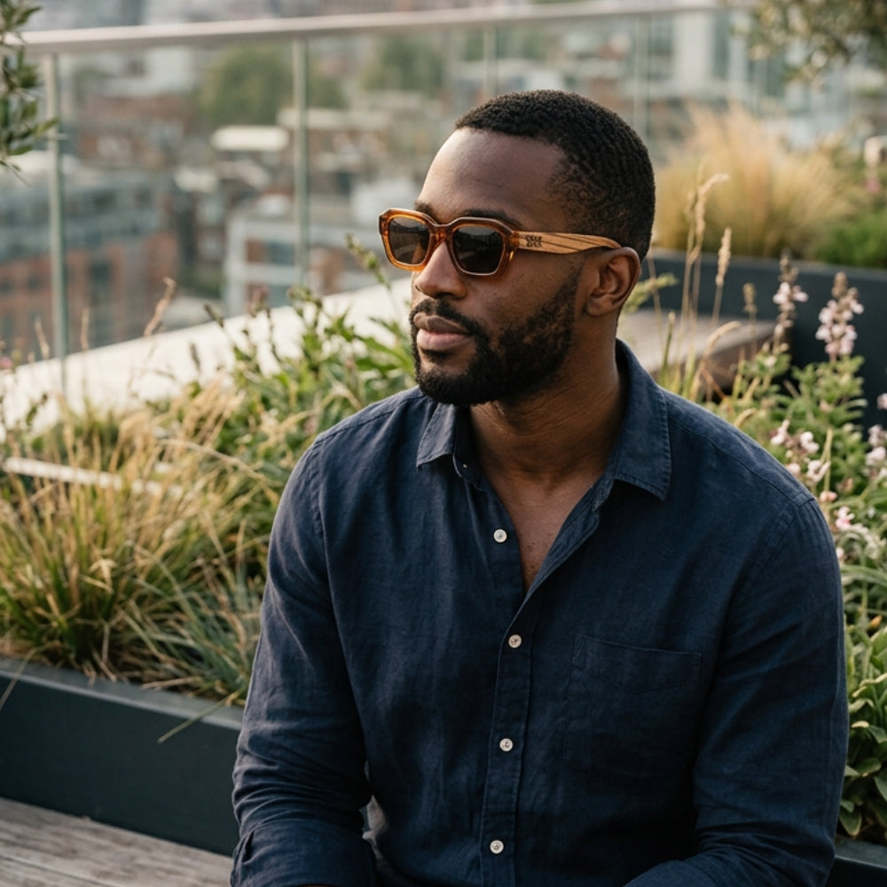 STRAY Coffee Bean l Sunglasses l Brown Lens l Walnut Wood Arms - Soek Fashion Eyewear Australia