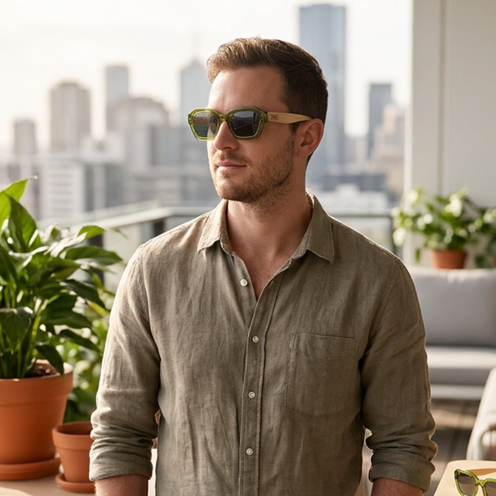 STRAY Moss l Sunglasses l Khaki Lens l White Maple Arms - Soek Fashion Eyewear Australia