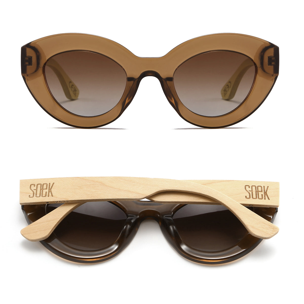 STEVIE MOCHA l Clear Brown Sunglasses l Wooden Arms - Soek Fashion Eyewear Australia