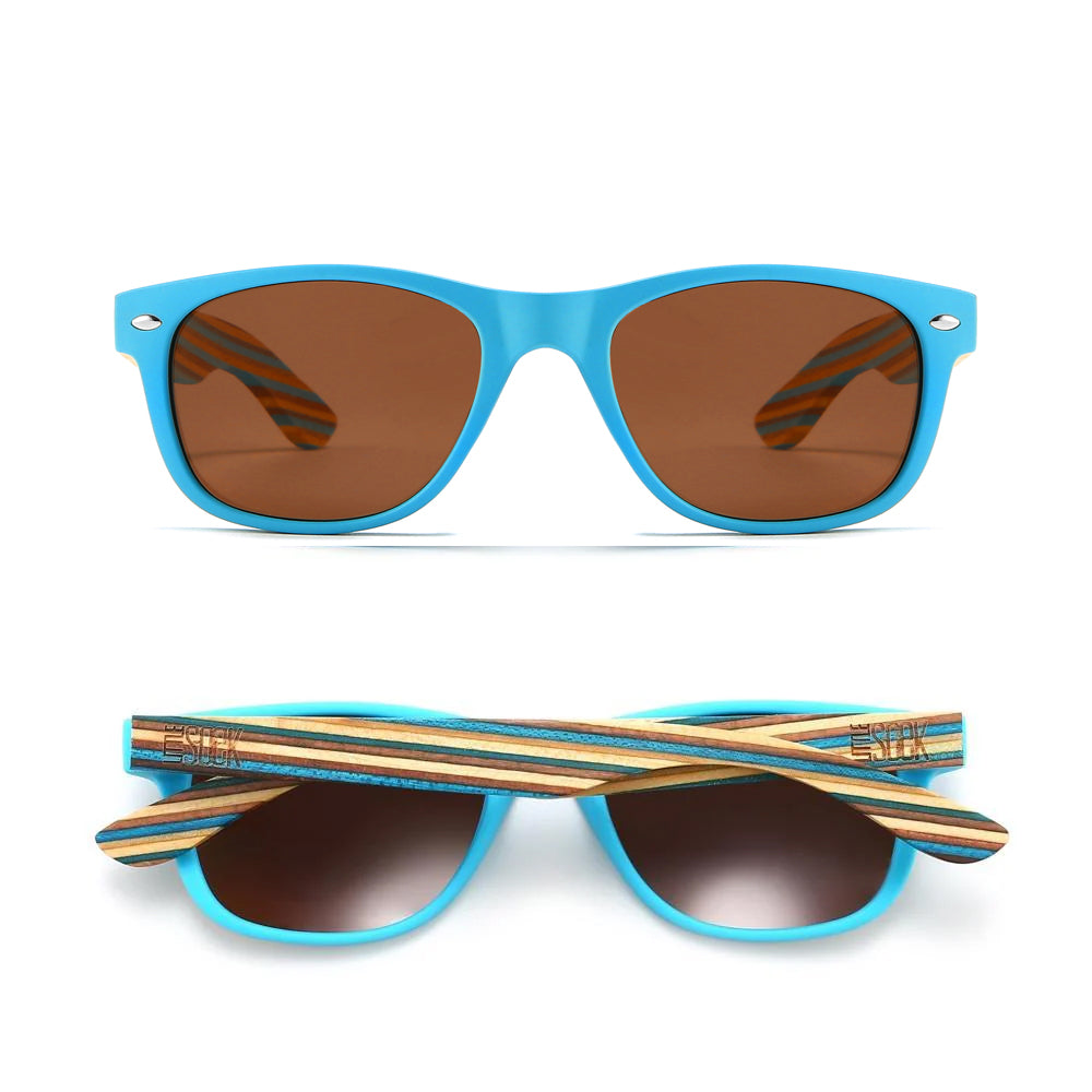 LITTLE SHELLY - KIDS Polarized Sunglasses l Striped Wooden Arms l Age 7-10