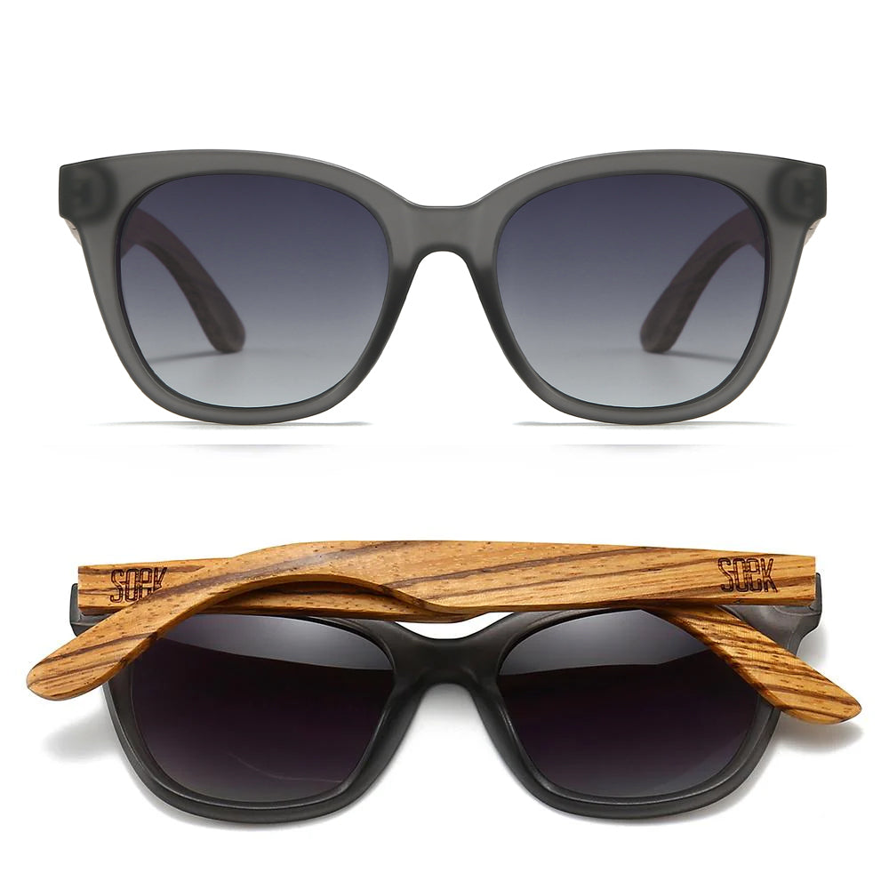 LILA GRACE CHARCOAL GREY l Black Gradient Lens l Walnut Arms - Soek Fashion Eyewear Australia