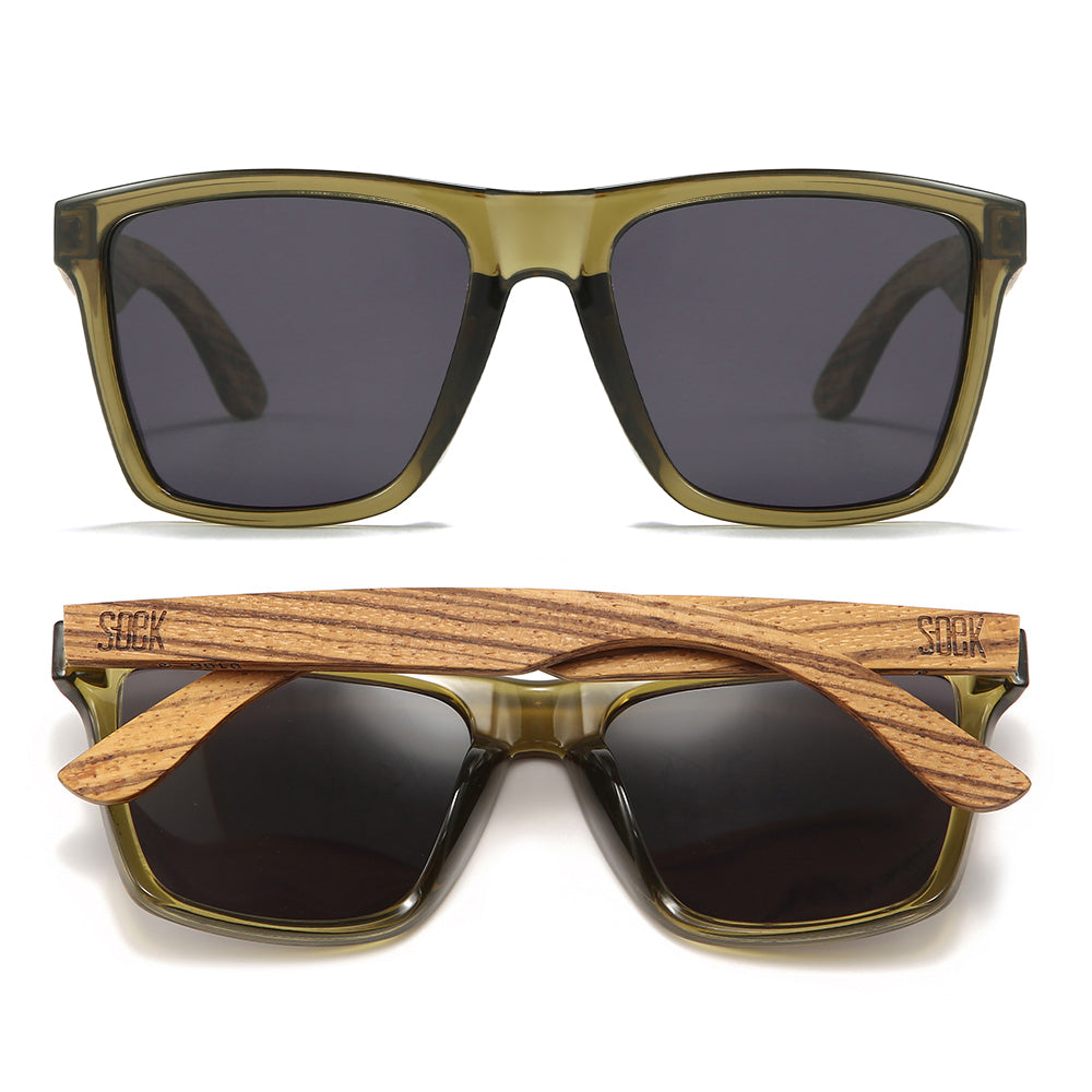 DALTON KHAKI Khaki Sunglasses l khaki Polarised Lens l Walnut Arms