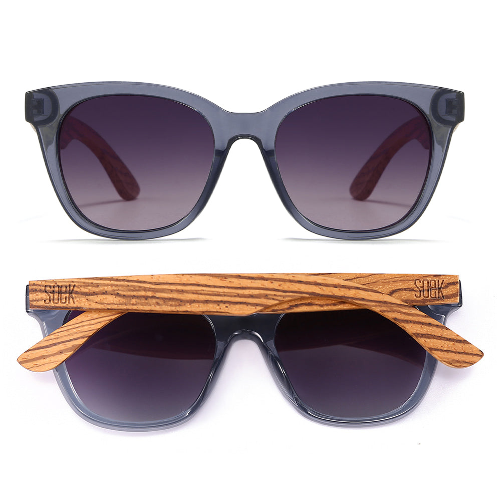 LILA GRACE MIDNIGHT BLUE l Smokey Gradient Lens l Walnut Arms - Soek Fashion Eyewear Australia