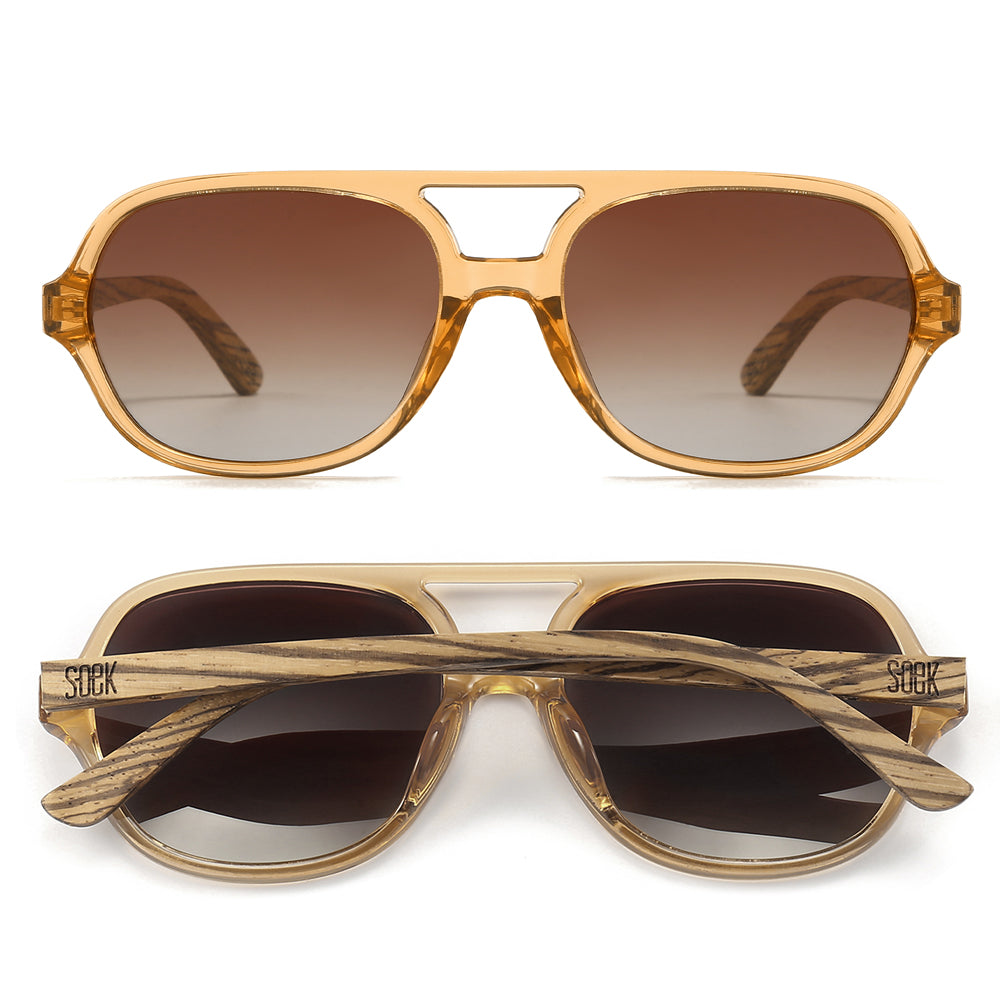 BILLY CLEAR BROWN  Brown Gradient Lens l Walnut Wood Arms