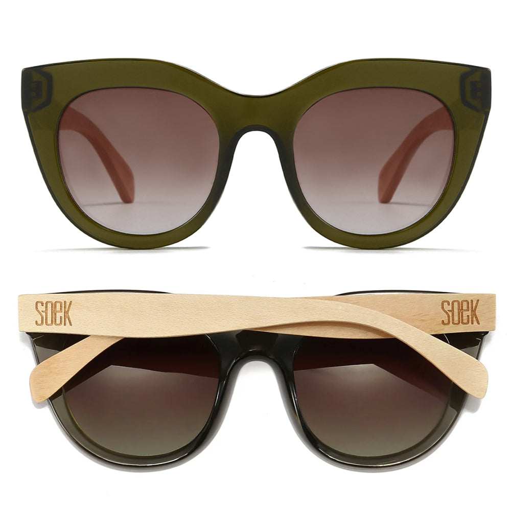 MILLA KHAKI Khaki Gradient Lens l White Maple Arms - Soek Fashion Eyewear Australia