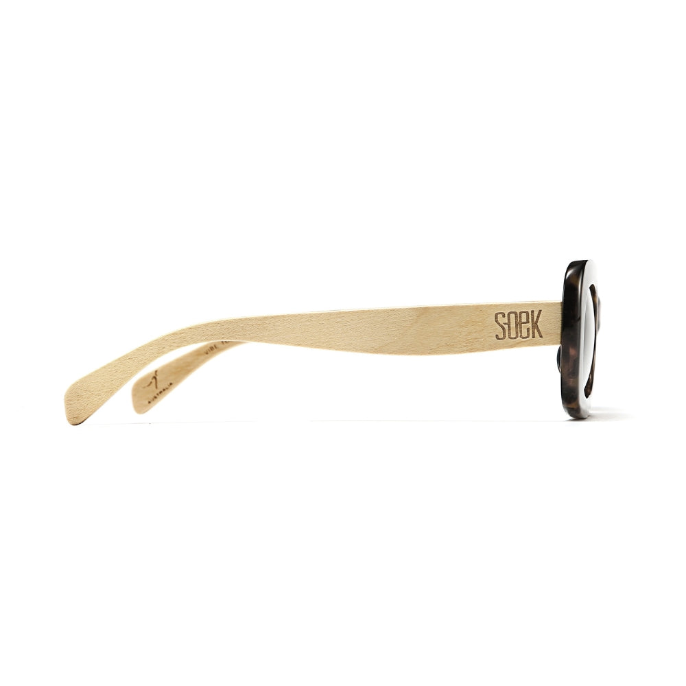VIBE TOFFEE TORT l Black Polarised Lens l White Maple Arms - Soek Fashion Eyewear Australia