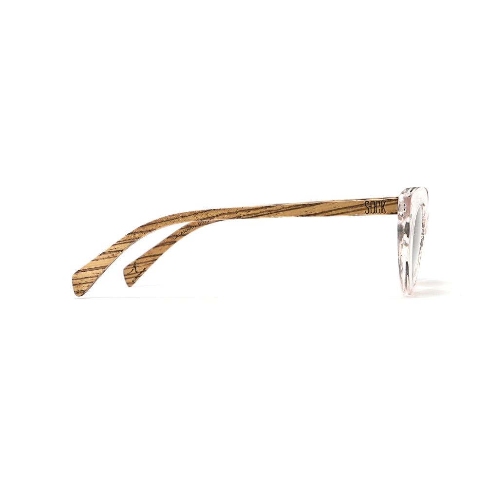 SAVANNAH BLUSH PINK Clear Pink l  Walnut Wood Arms - Soek Fashion Eyewear Australia