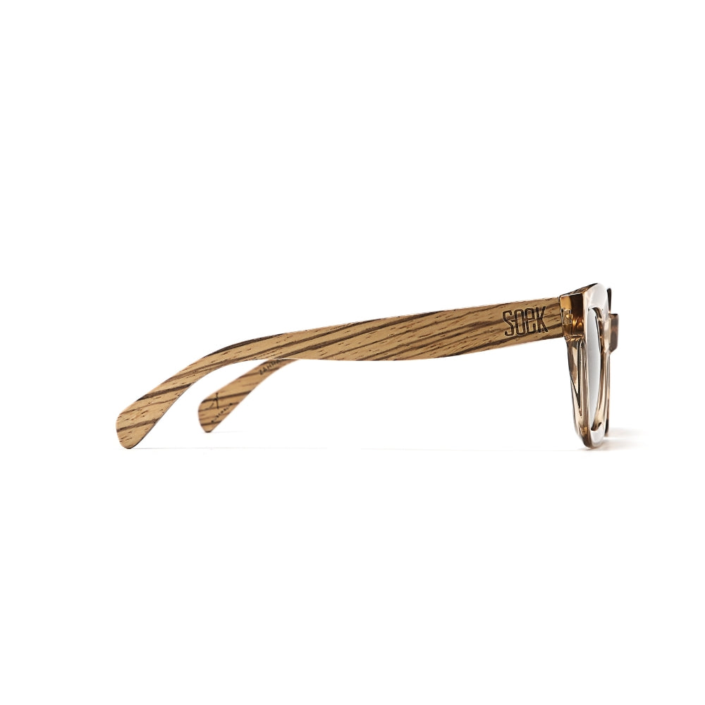 ZAHRA CHAMPAGNE l Brown Polarised Lens l Walnut Arms - Soek Fashion Eyewear Australia