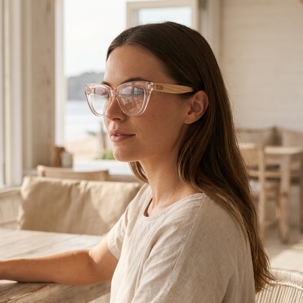 Clear Pink Reader l FLUTTER BLUSH - Soek Fashion Eyewear Australia