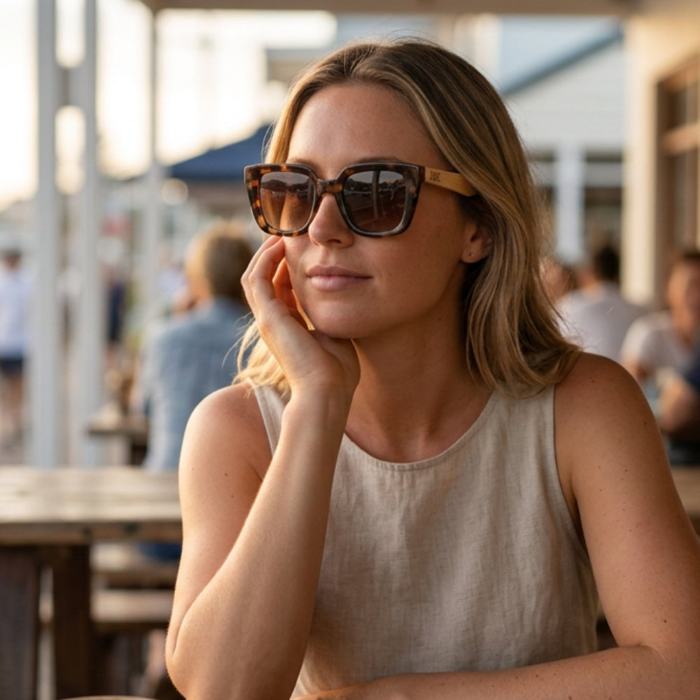 *NEW* SOLUNA MOCHA TORT l Polarised Sunglass l Walnut Maple Arm - Soek Fashion Eyewear Australia