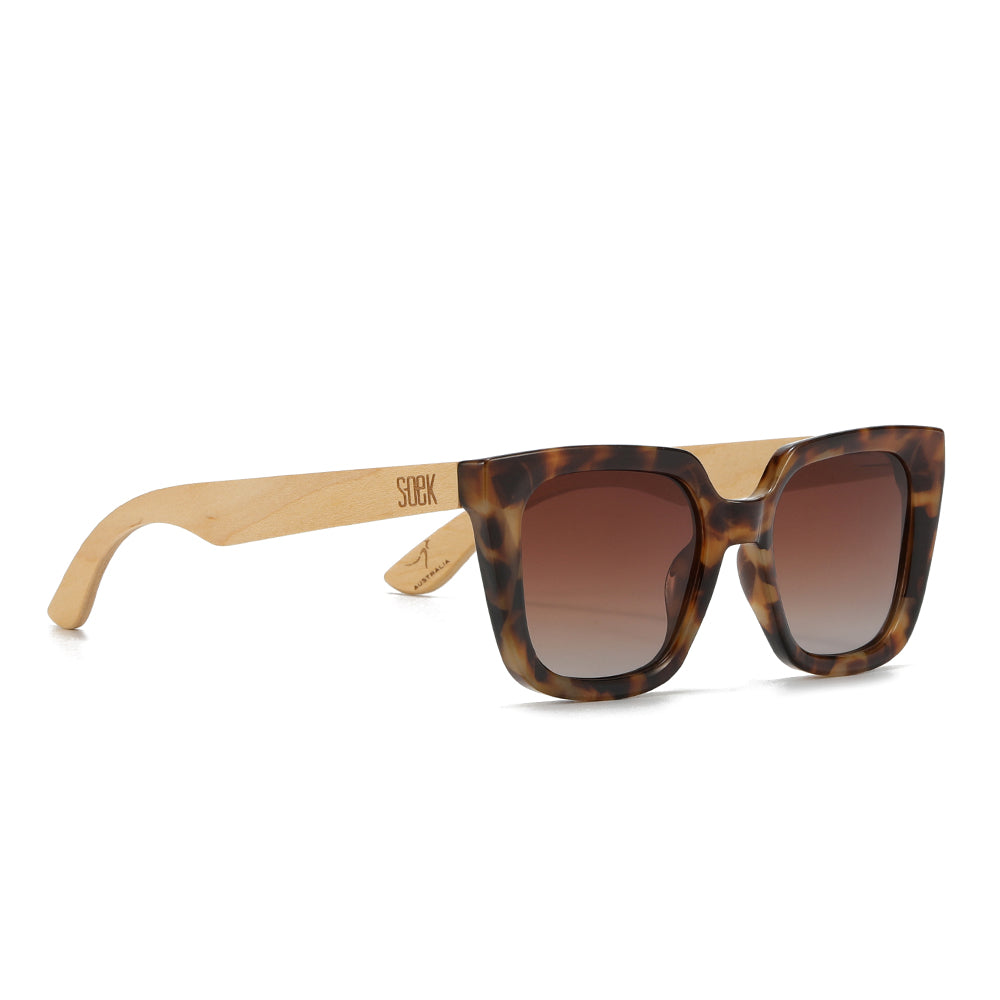 SOLUNA MOCHA TORT l Sunglasses l  Brown Polarised Lens l Walnut Maple Arm by SOEK New Zealand