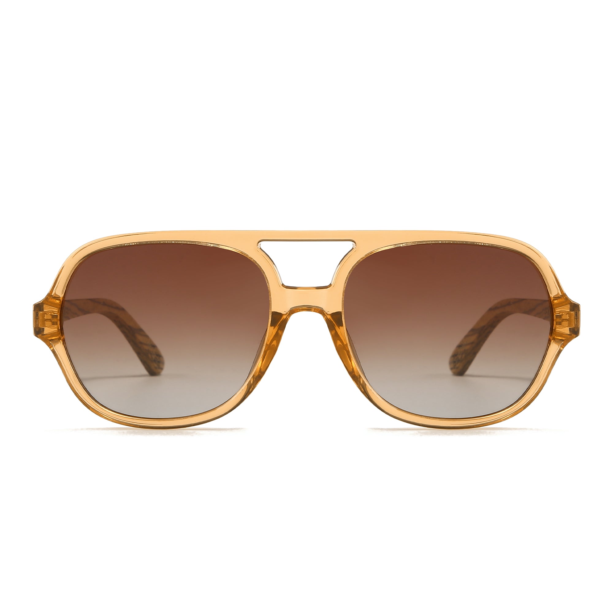 BILLY CLEAR BROWN  Brown Gradient Lens l Walnut Wood Arms