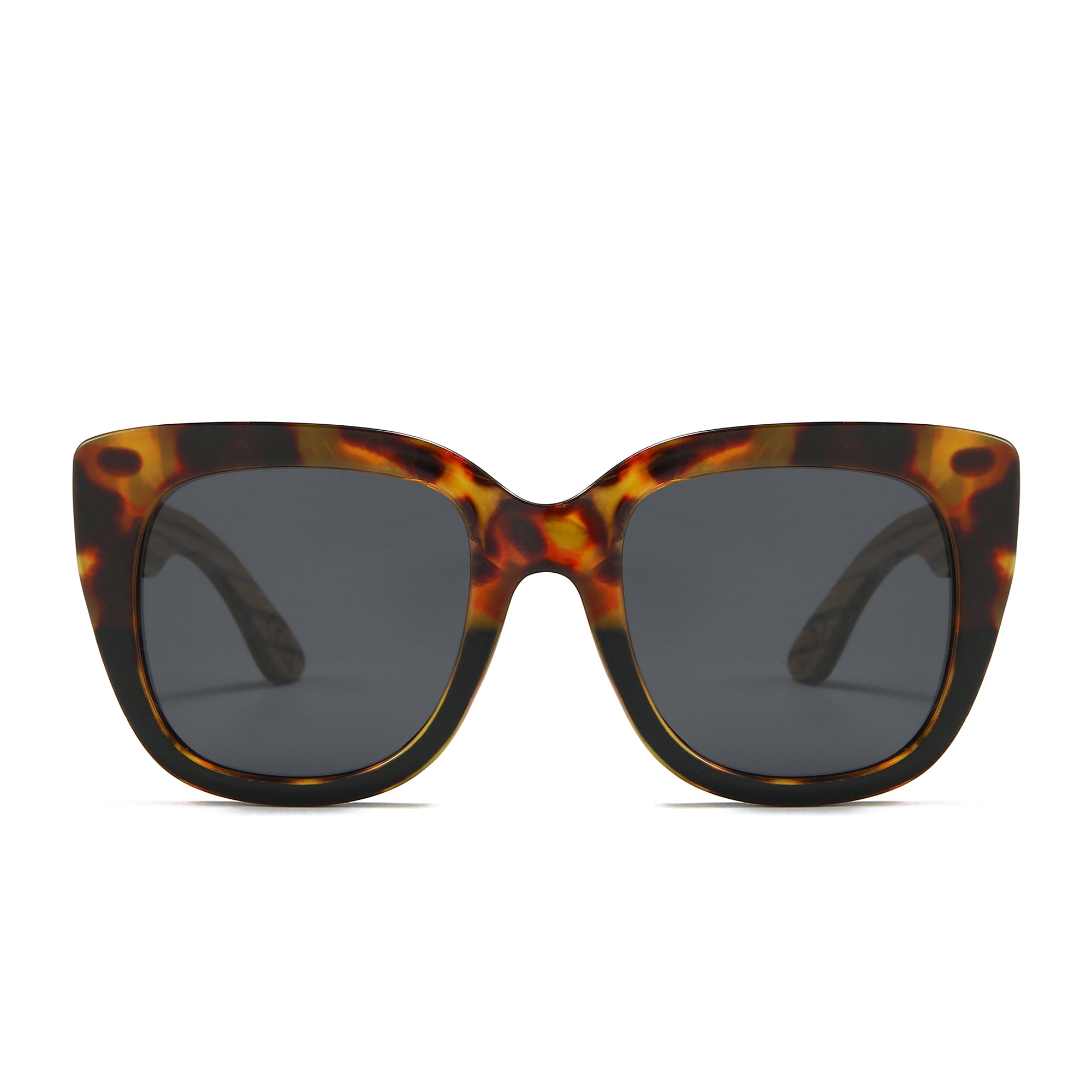 RIVIERA TOFFEE Half Tortoise Half Black Frame l Black Polarised Lens l Walnut Arms - Soek Fashion Eyewear Australia