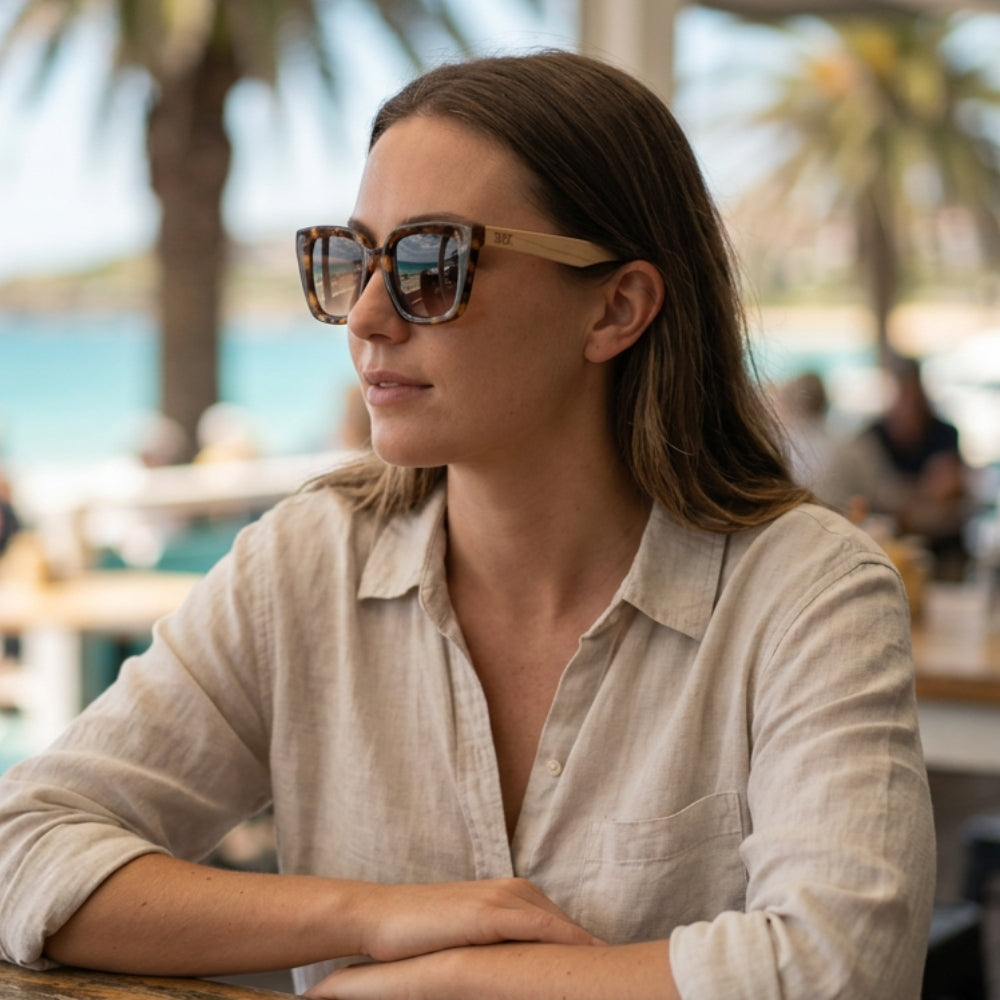 *NEW* SOLUNA MOCHA TORT l Polarised Sunglass l Walnut Maple Arm - Soek Fashion Eyewear Australia