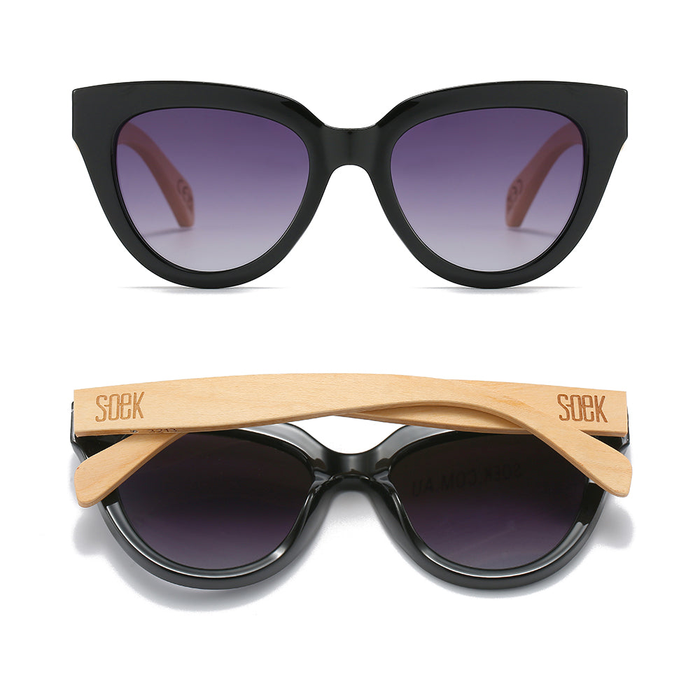 FLUTTER Storm l Sunglasses l Black Lens l White Maple Arms - Soek Fashion Eyewear Australia