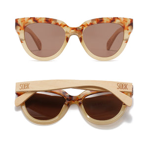 FLUTTER Desert Tort l Sunglasses l Brown Lens l White Maple Arms - Soek Fashion Eyewear Australia