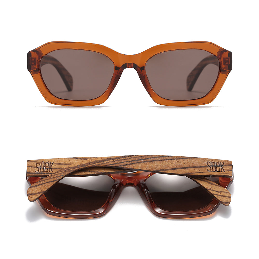 STRAY Coffee Bean l Sunglasses l Brown Lens l Walnut Wood Arms - Soek Fashion Eyewear Australia