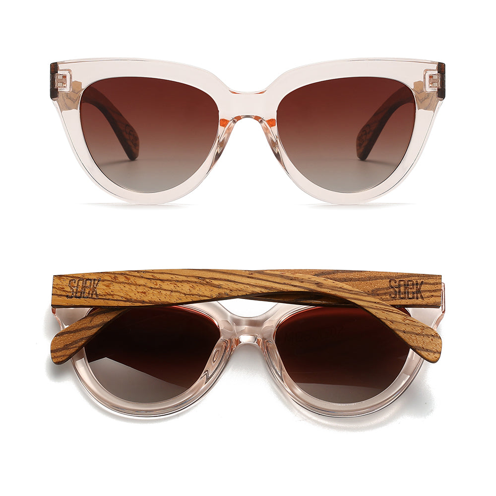 FLUTTER Blush l Sunglasses l Brown Lens l Walnut Wood Arms