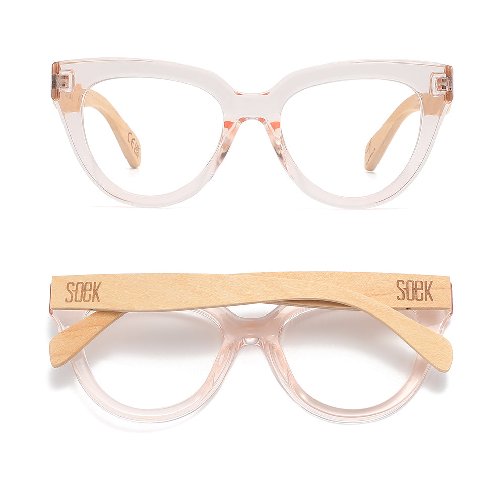 FLUTTER BLUSH l Walnut Arms l Blue Light Blocking Magnifying - Soek Fashion Eyewear Australia
