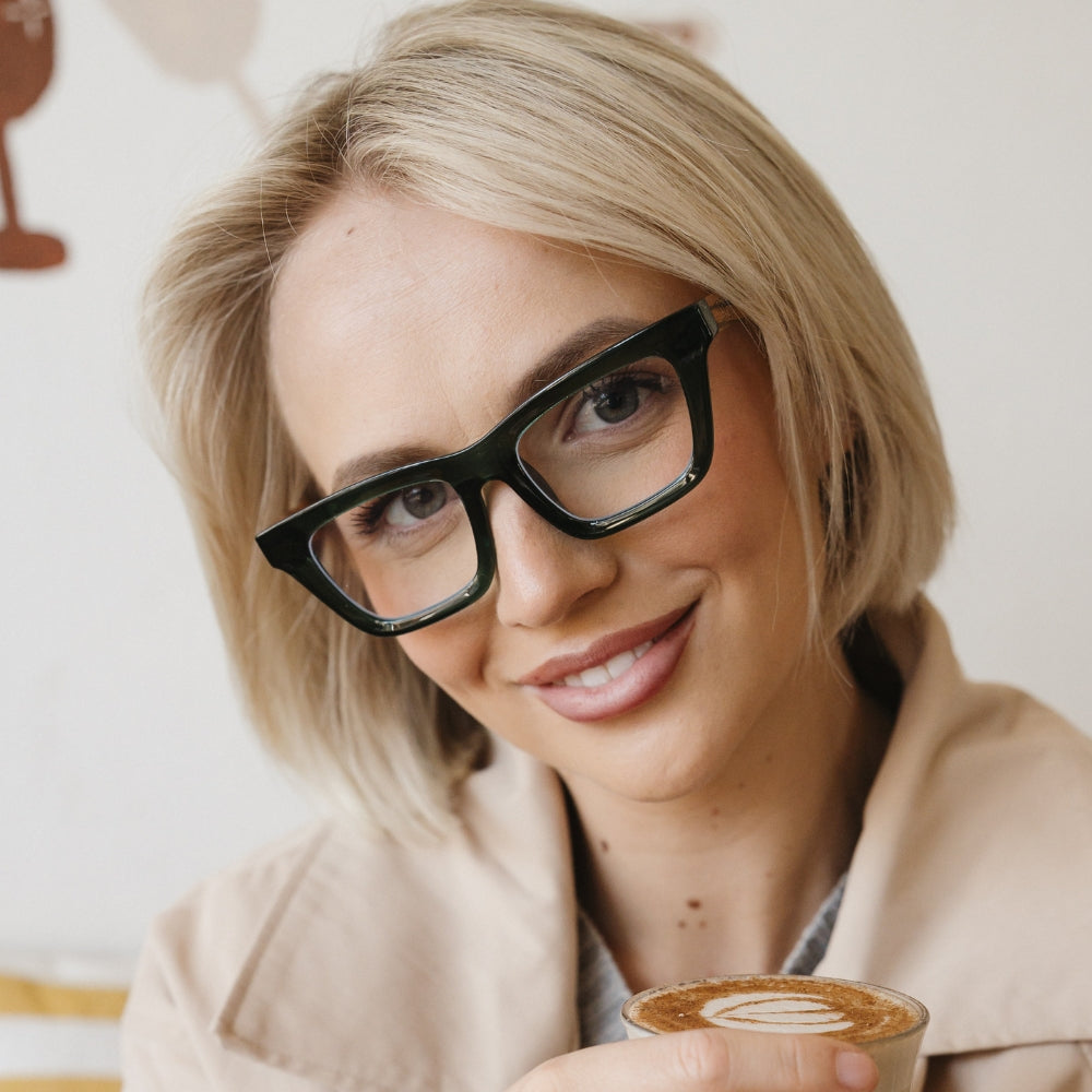 Green Magnifying Reader l SYDNEY BOTTLE GREEN - Soek Fashion Eyewear Australia
