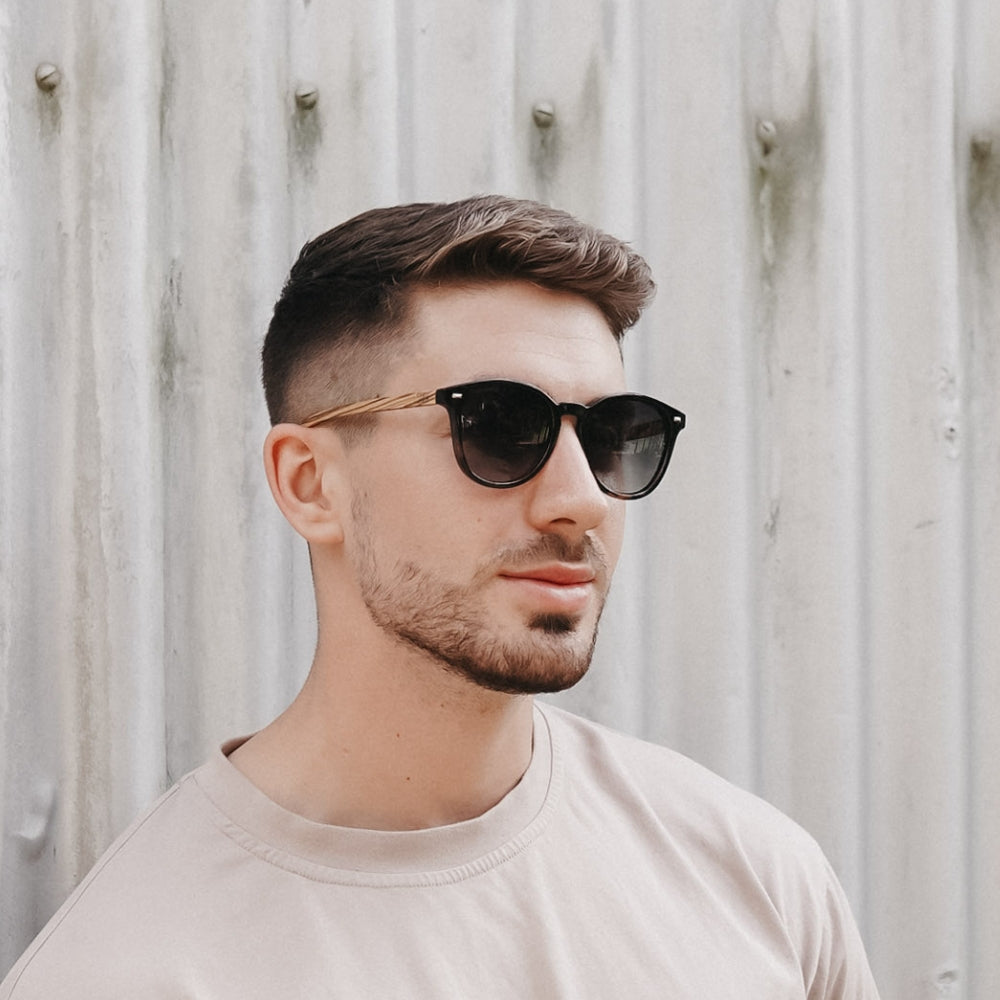 TAINE BLACK TORT l Round Polarised Sunglasses - Soek Fashion Eyewear Australia