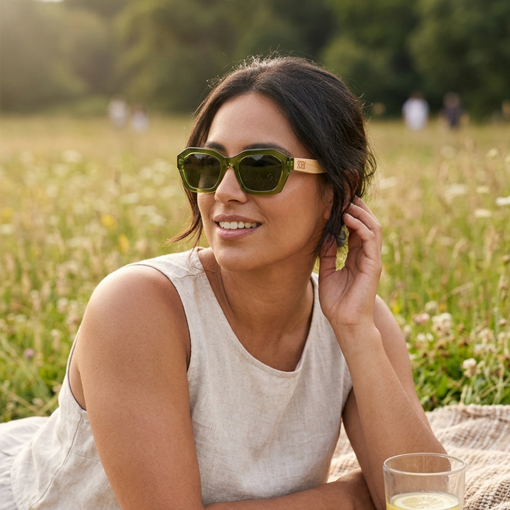 STRAY Moss l Sunglasses l Khaki Lens l White Maple Arms - Soek Fashion Eyewear Australia