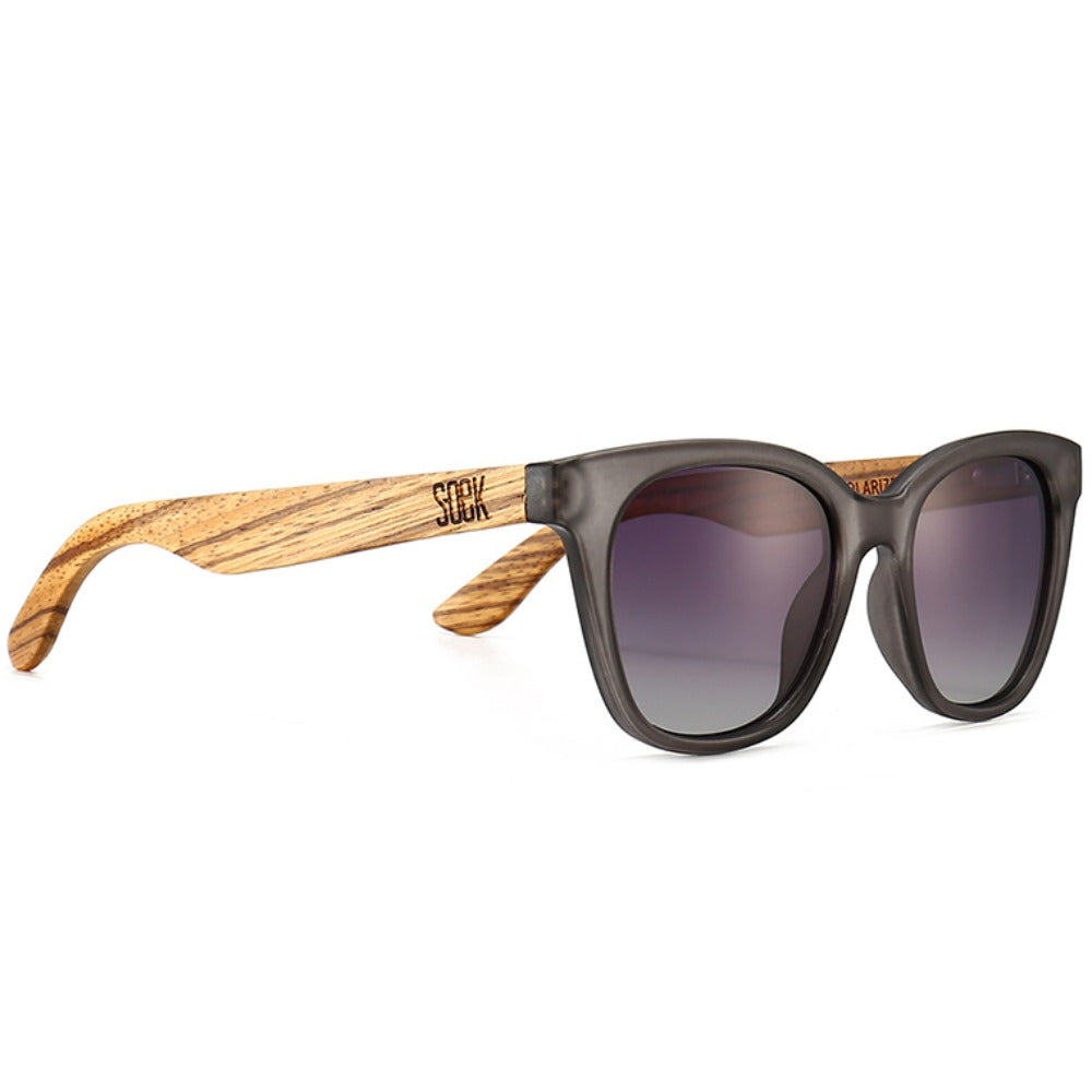 LILA GRACE CHARCOAL GREY l Black Gradient Lens l Walnut Arms - Soek Fashion Eyewear Australia