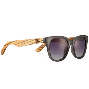 LILA GRACE CHARCOAL GREY l Black Gradient Lens l Walnut Arms - Soek Fashion Eyewear Australia
