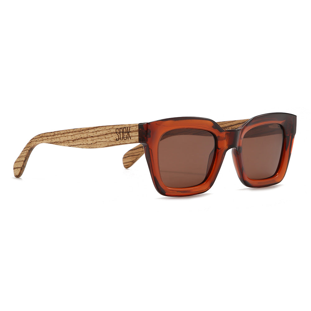 ZAHRA AUBURN l Smoky Polarised Lens l Walnut Arms - Soek Fashion Eyewear Australia