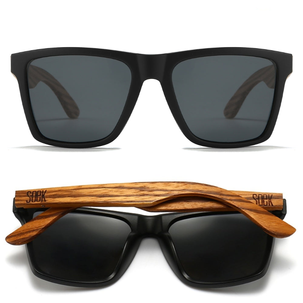 DALTON  Black Sunglasses l Black Lens l Walnut Arms