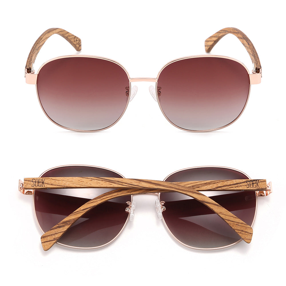 Rose gold metal sunglasses sales