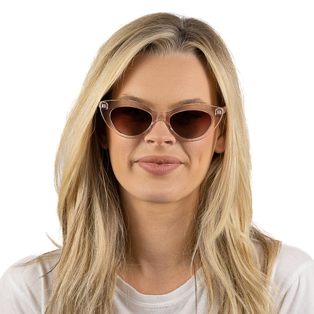SAVANNAH BLUSH PINK Clear Pink l  Walnut Wood Arms - Soek Fashion Eyewear Australia