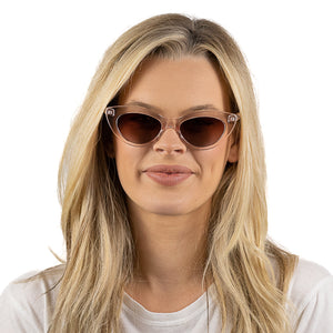 SAVANNAH BLUSH PINK Clear Pink l  Walnut Wood Arms - Soek Fashion Eyewear Australia