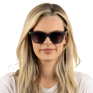 LILA GRACE CHARCOAL GREY l Black Gradient Lens l Walnut Arms - Soek Fashion Eyewear Australia