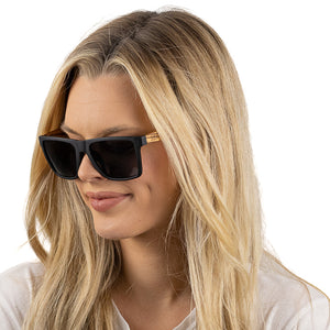 DALTON  Black Sunglasses l Black Lens l Walnut Arms - Soek Fashion Eyewear Australia