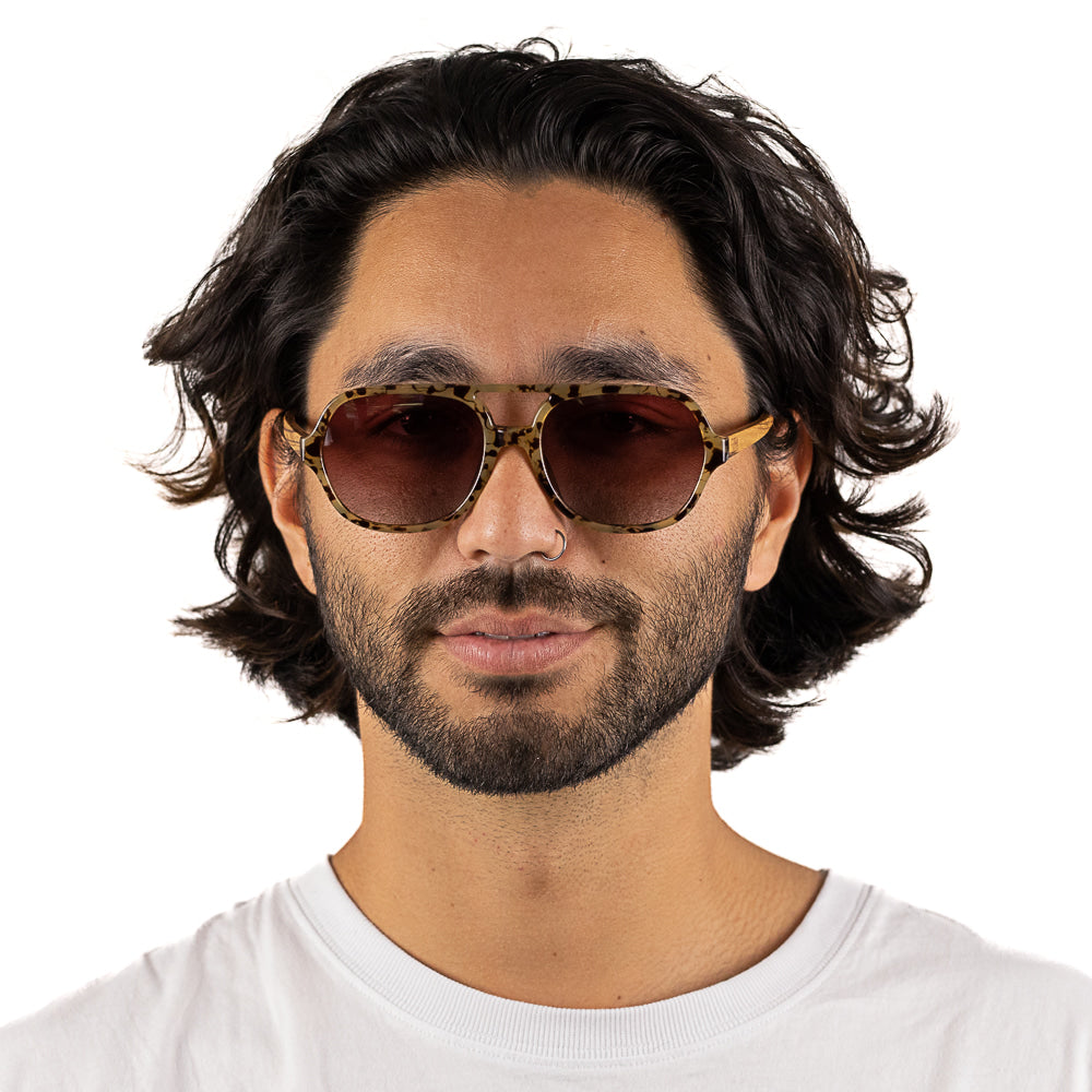 BILLY OPAL TORT l Brown Gradient Lens l Walnut Wood Arms - Soek Fashion Eyewear Australia