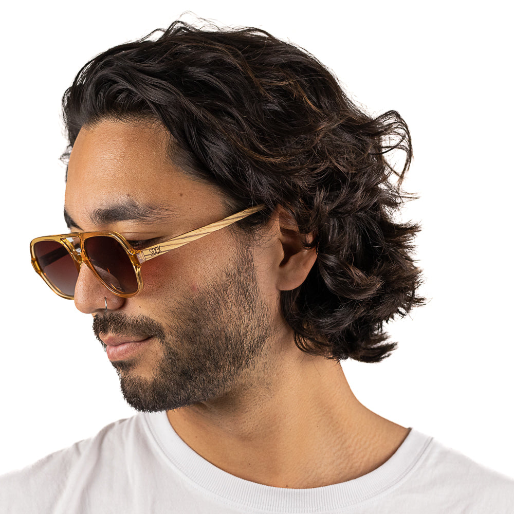 BILLY CLEAR BROWN Sunglasses l Wooden Arms - Soek Fashion Eyewear Australia