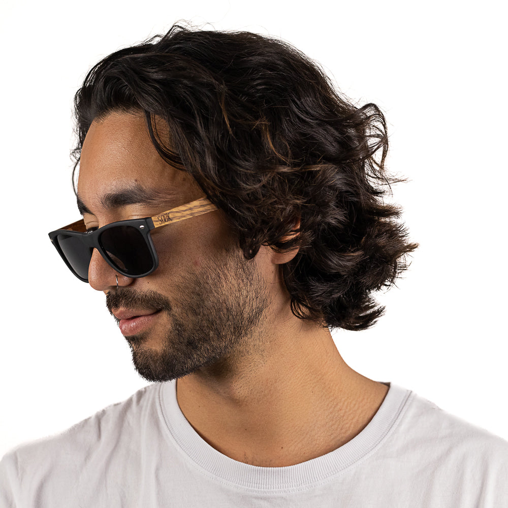 BALMORAL I Black Polarised Lens l Walnut Arms - Soek Fashion Eyewear Australia
