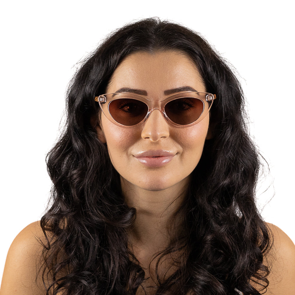 SAVANNAH BLUSH PINK Clear Pink l  Walnut Wood Arms - Soek Fashion Eyewear Australia