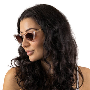 SAVANNAH BLUSH PINK Clear Pink l  Walnut Wood Arms - Soek Fashion Eyewear Australia