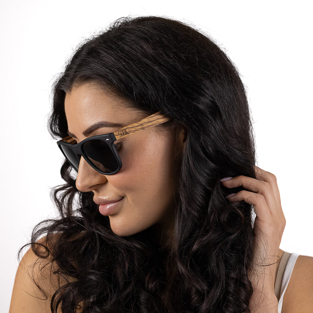 BALMORAL I Black Polarised Lens l Walnut Arms - Soek Fashion Eyewear Australia