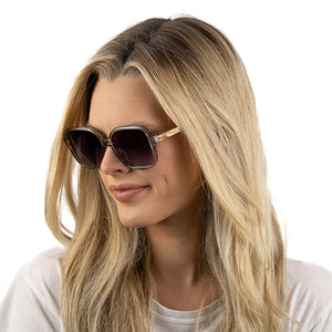 SCARLETT GREY MIST Grey Lens l Walnut Wood Arms - Soek Fashion Eyewear Australia