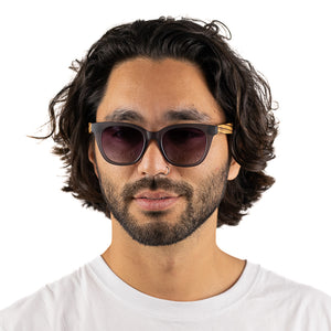 LILA GRACE CHARCOAL GREY l Black Gradient Lens l Walnut Arms - Soek Fashion Eyewear Australia