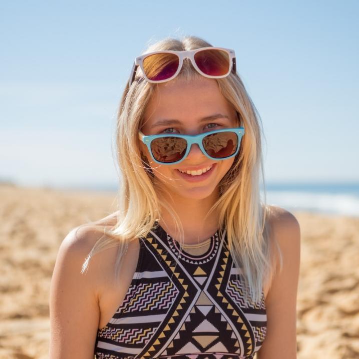 Buy Online Fashion Sustainable MINDIL - Light Blue Sustainable Beach Wood Polarized Sunglasses - Adult with Exceptional Comfort - Soek