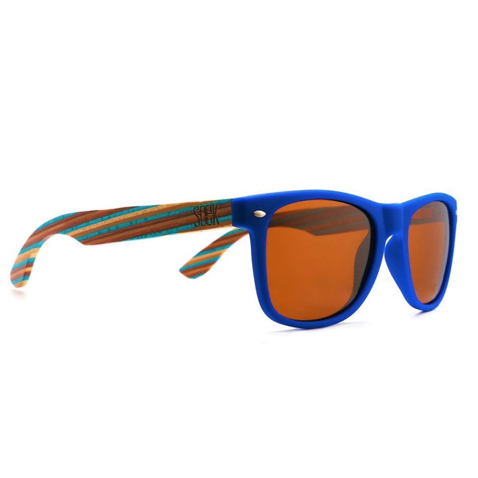 BRONTE Polarised Lens l Blue Striped Wooden Arms - Soek Fashion Eyewear Australia