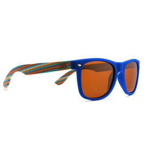 BRONTE Polarised Lens l Blue Striped Wooden Arms - Soek Fashion Eyewear Australia