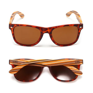 AVOCA  Brown Lenses l Mustard Striped Wooden Bamboo Arm - Soek Fashion Eyewear Australia